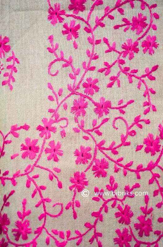Embroidered Wool Shawl – All Side Border & Floral Patches | Handloom | Handmade in Swat