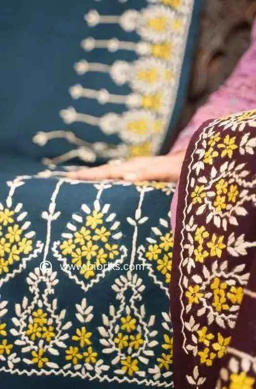 Kashmiri Wool Shawl – Pyramid Hand Embroidery | Heavyweight 460g | Made in Swat