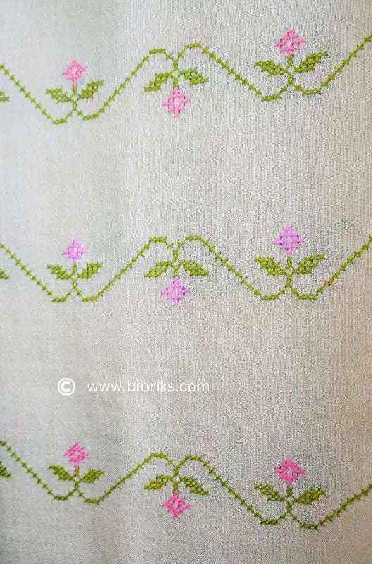 Lightweight Handloom Wool Shawl – Bela Flower Cross-Stitch Embroidery | Ethical & Elegant | Made in Swat