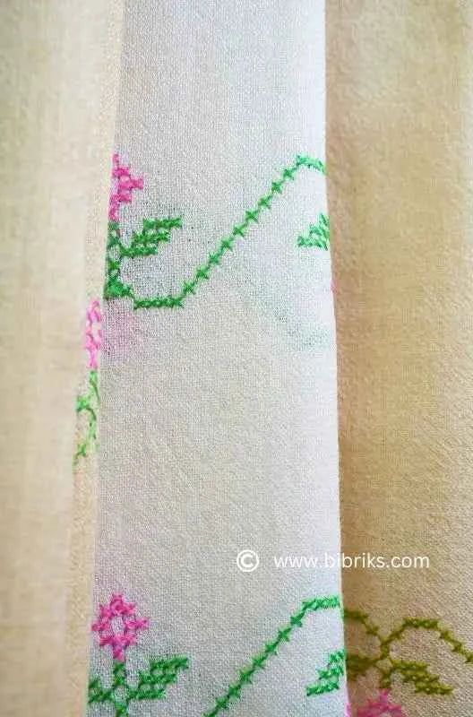 Lightweight Handloom Wool Shawl – Bela Flower Cross-Stitch Embroidery | Ethical & Elegant | Made in Swat