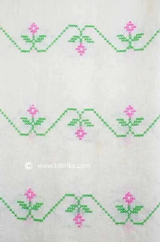 Lightweight Handloom Wool Shawl – Bela Flower Cross-Stitch Embroidery | Ethical & Elegant | Made in Swat