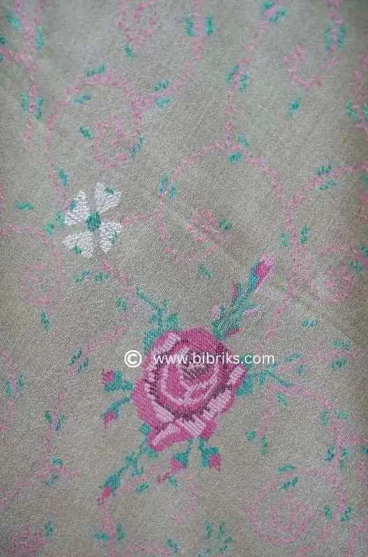 Luxury Handloom Cross-Stitch Wool Shawl – Floral Border & Net Embroidery | 300g | Handmade in Swat