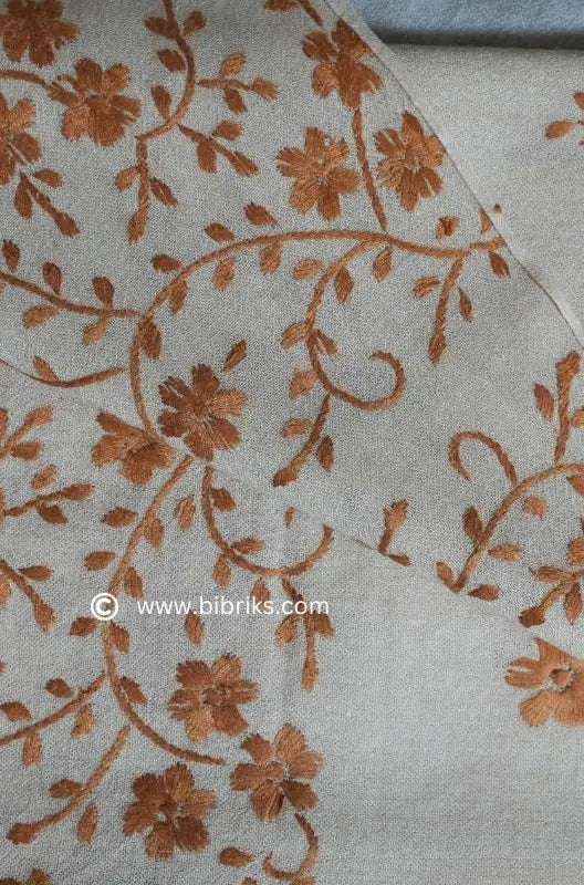 Embroidered Wool Shawl – All Side Border & Floral Patches | Handloom | Handmade in Swat