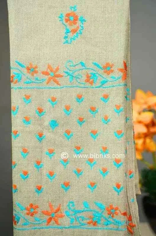 Floral Border Wool Shawl – Medium Embroidery | Handloom | Handmade in Swat