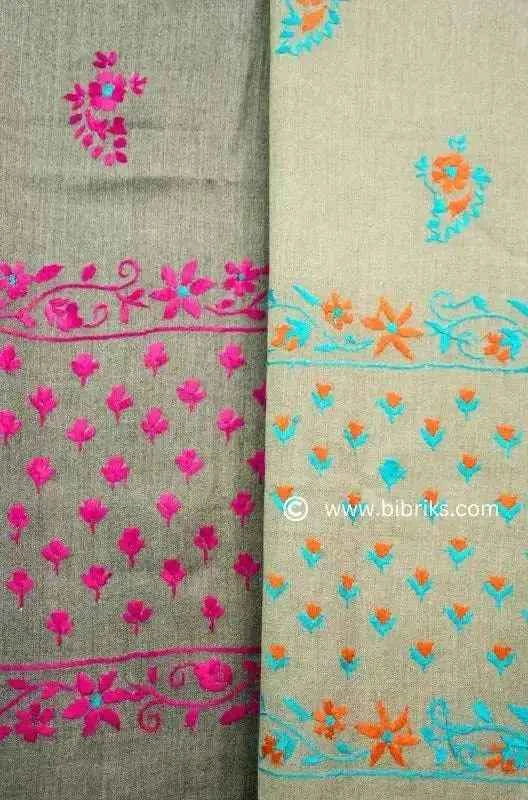 Floral Border Wool Shawl – Medium Embroidery | Handloom | Handmade in Swat