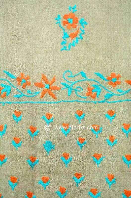 Floral Border Wool Shawl – Medium Embroidery | Handloom | Handmade in Swat