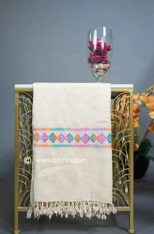48-Threads Handloom Wool Shawl | Lightweight with Machine Embroidery | Ethically Made