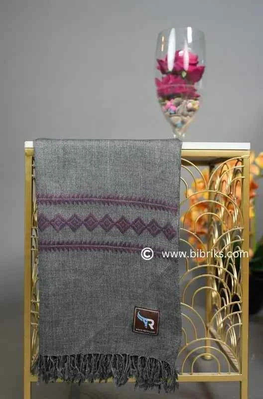48-Threads Handloom Wool Shawl | Lightweight with Machine Embroidery | Ethically Made