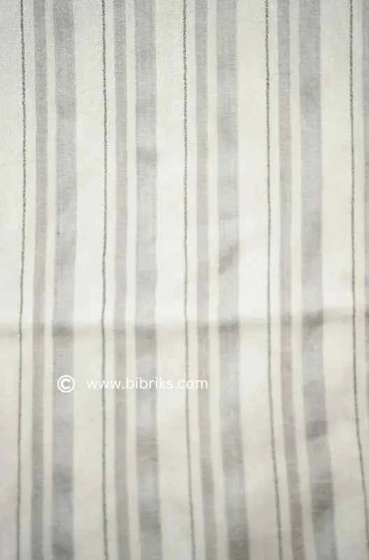 Handmade Light Cream Short Scarf with Grey Line Design – Elegant & Minimalist