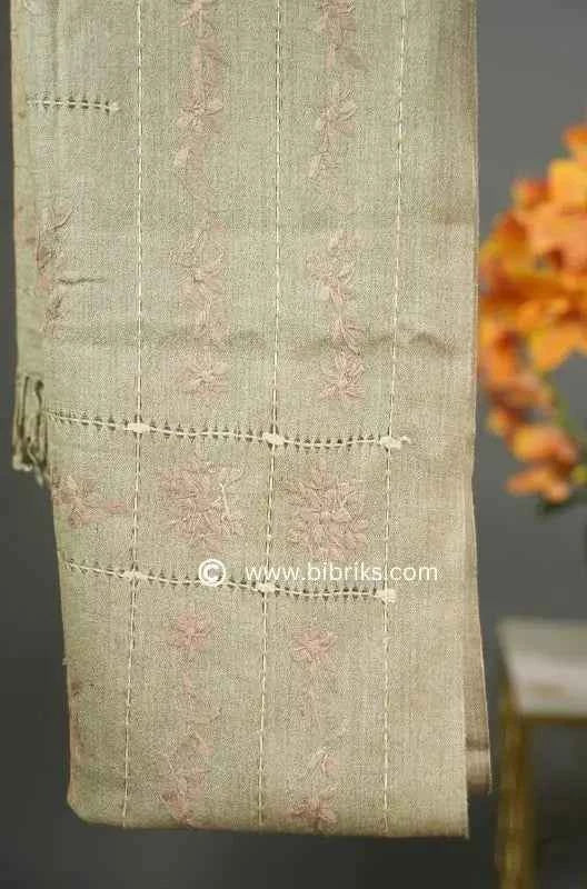 64-GradeTarkashi Handloom Wool Shawl – Medium Weight | Heavy Hand Embroidery | 420g | Made in Swat
