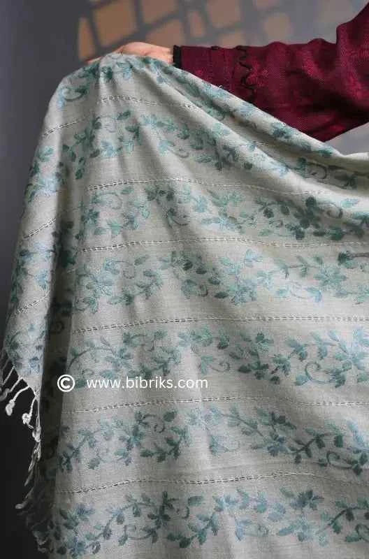 64-GradeTarkashi Handloom Wool Shawl – Medium Weight | Heavy Hand Embroidery | 420g | Made in Swat