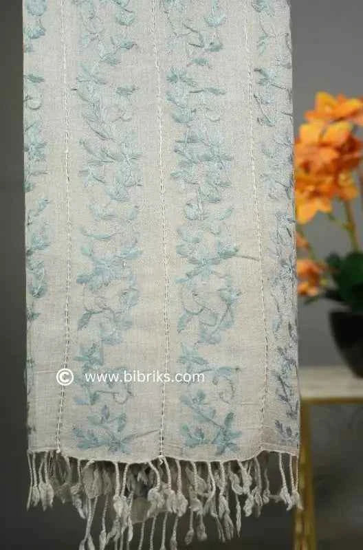 64-GradeTarkashi Handloom Wool Shawl – Medium Weight | Heavy Hand Embroidery | 420g | Made in Swat