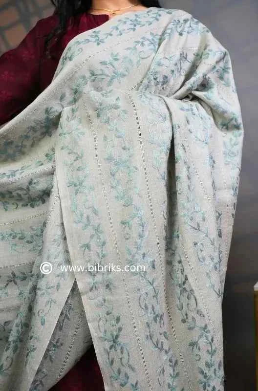 64-GradeTarkashi Handloom Wool Shawl – Medium Weight | Heavy Hand Embroidery | 420g | Made in Swat