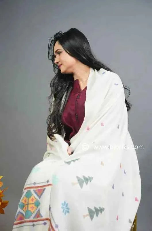 Exhibition-Quality Patti Shawl – Handwoven Masterpiece from Swat | Scenic & Heart Motif | 310g