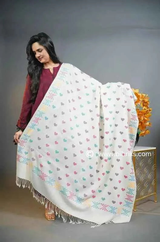 Exhibition-Quality Patti Shawl – Handwoven Masterpiece from Swat | Scenic & Heart Motif | 310g