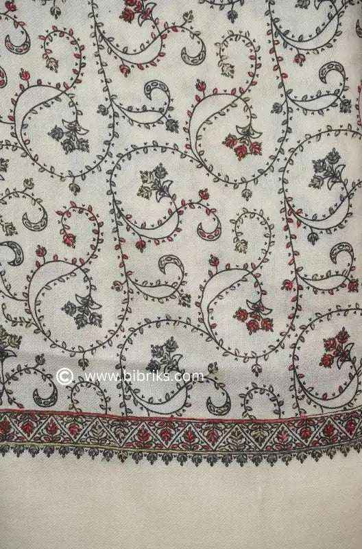 Handloom Shawl with Printed Base & Needle Embroidery – Crafted in Swat