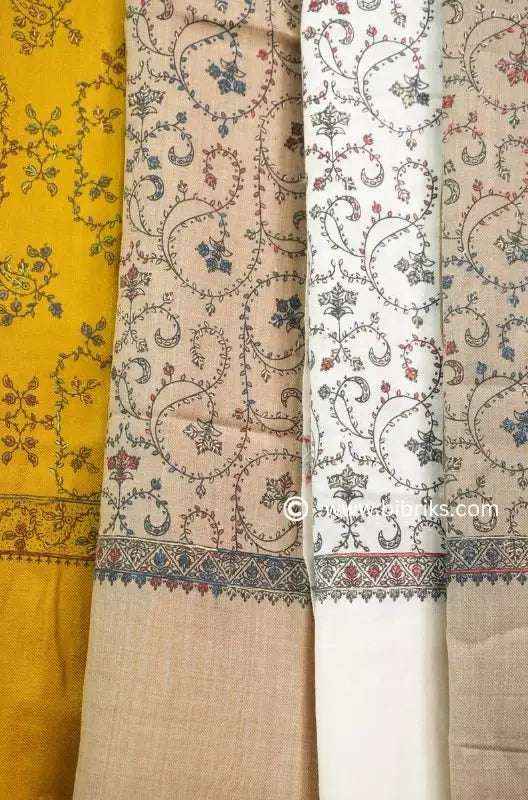 Handloom Shawl with Printed Base & Needle Embroidery – Crafted in Swat