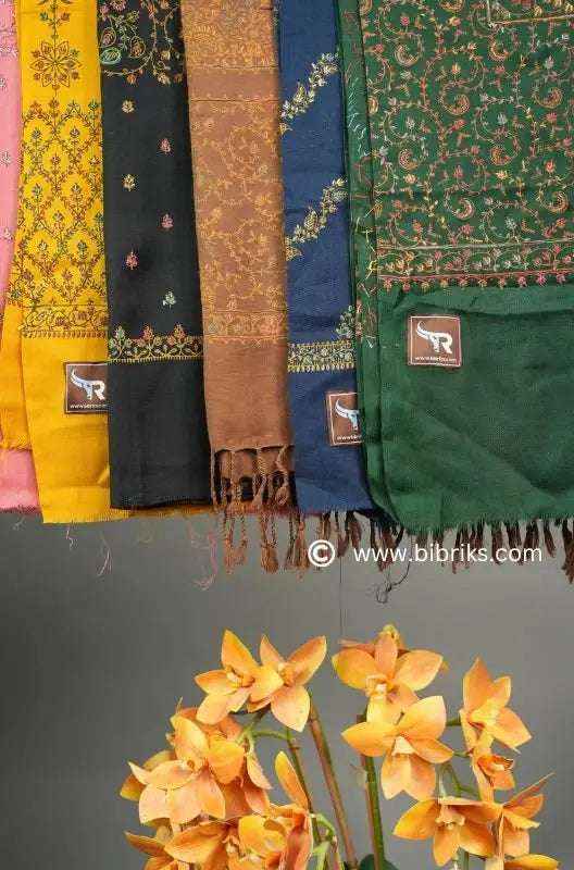 Exquisite Handcrafted Floral Needle Embroidered Scarf: Artistry from Salampur Swat