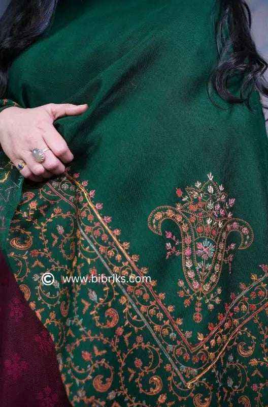 Exquisite Handcrafted Floral Needle Embroidered Scarf: Artistry from Salampur Swat