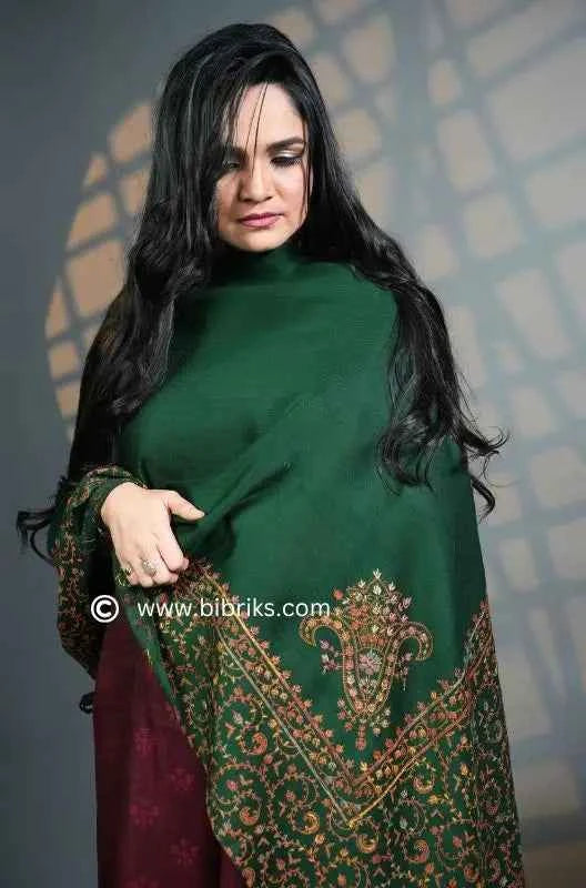 Exquisite Handcrafted Floral Needle Embroidered Scarf: Artistry from Salampur Swat