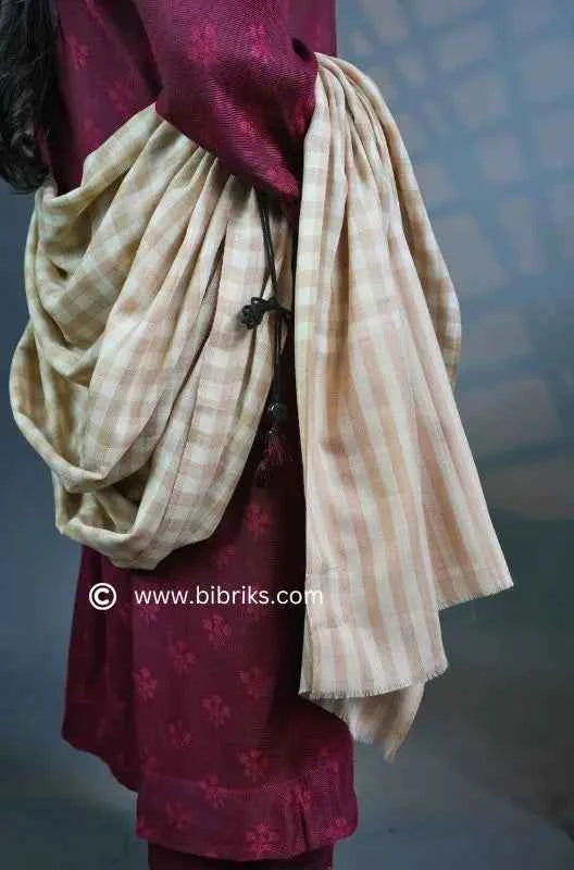 Lightweight Pure Pashmina Shawl – Checker Design | Handloom | Handmade in Swat