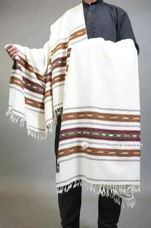 Three-Border Angora Wool Shawl – Handcrafted Luxury | 4.5x9 ft | Made in Swat