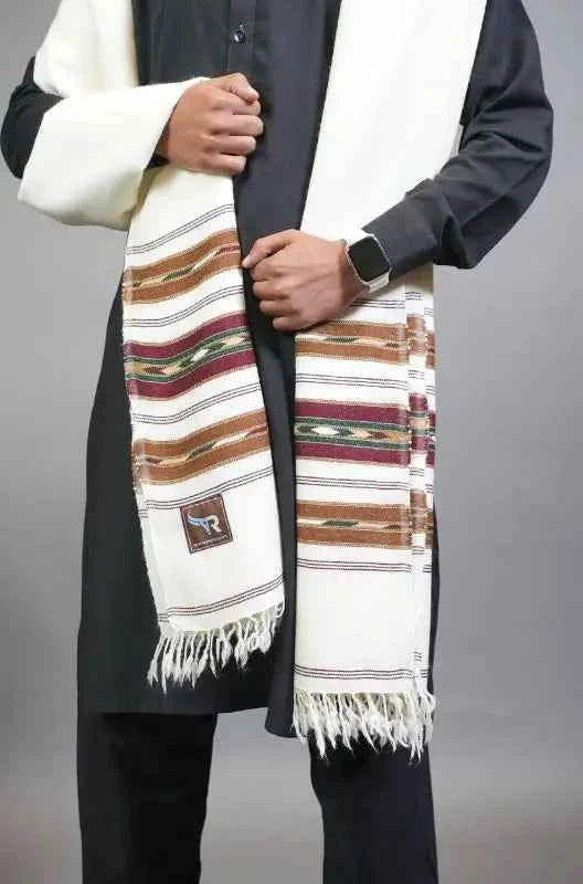 Three-Border Angora Wool Shawl – Handcrafted Luxury | 4.5x9 ft | Made in Swat