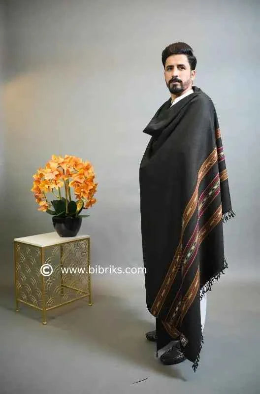Three-Border Angora Wool Shawl – Handcrafted Luxury | 4.5x9 ft | Made in Swat