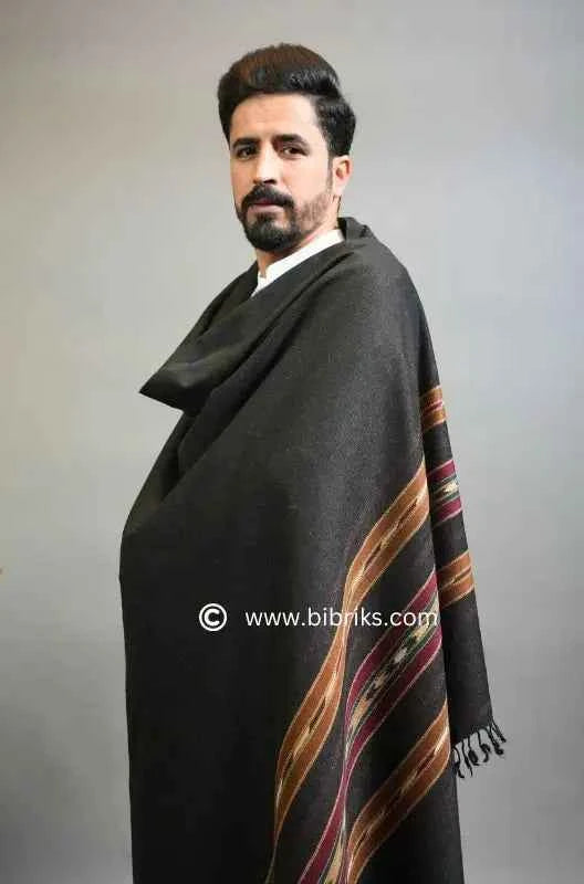 Three-Border Angora Wool Shawl – Handcrafted Luxury | 4.5x9 ft | Made in Swat