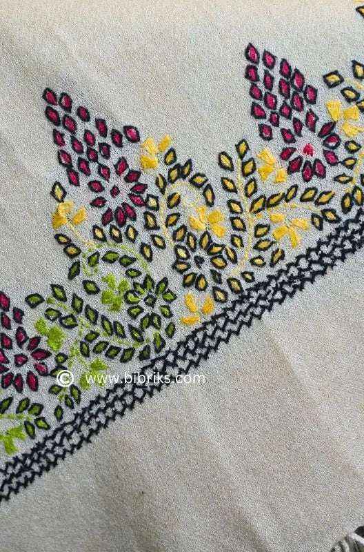 Handloom Wool Kashmiri Shawl – Heavy Border Embroidery | Ethical, Elegant & Lightweight | Made in Swat