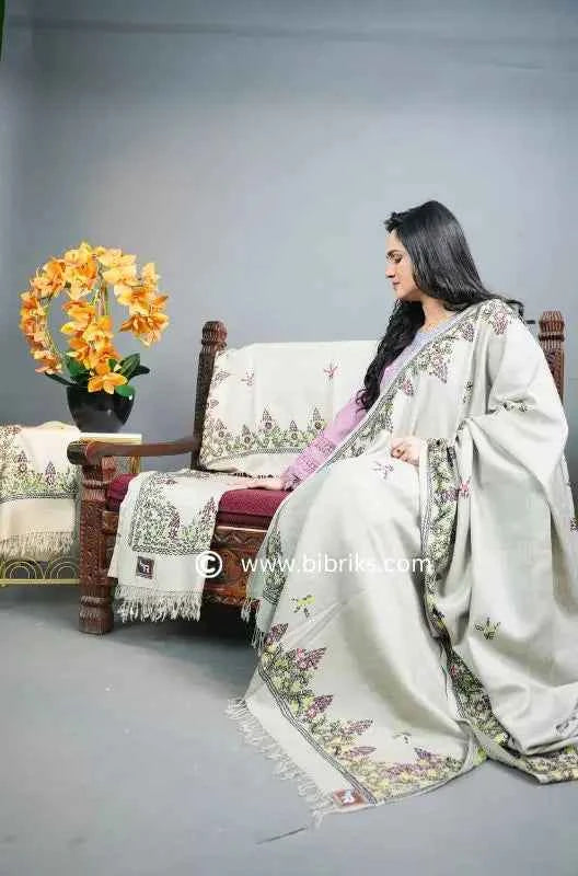 Handloom Wool Kashmiri Shawl – Heavy Border Embroidery | Ethical, Elegant & Lightweight | Made in Swat