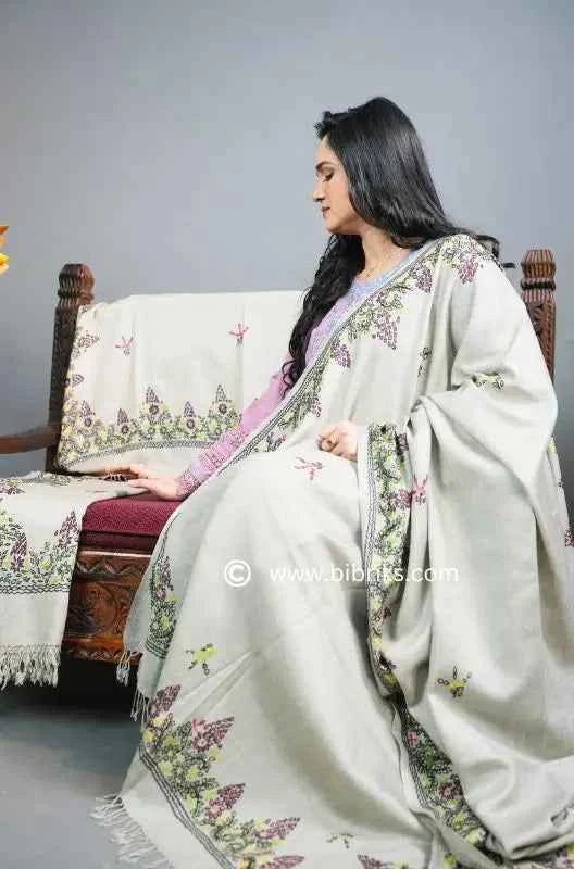 Handloom Wool Kashmiri Shawl – Heavy Border Embroidery | Ethical, Elegant & Lightweight | Made in Swat
