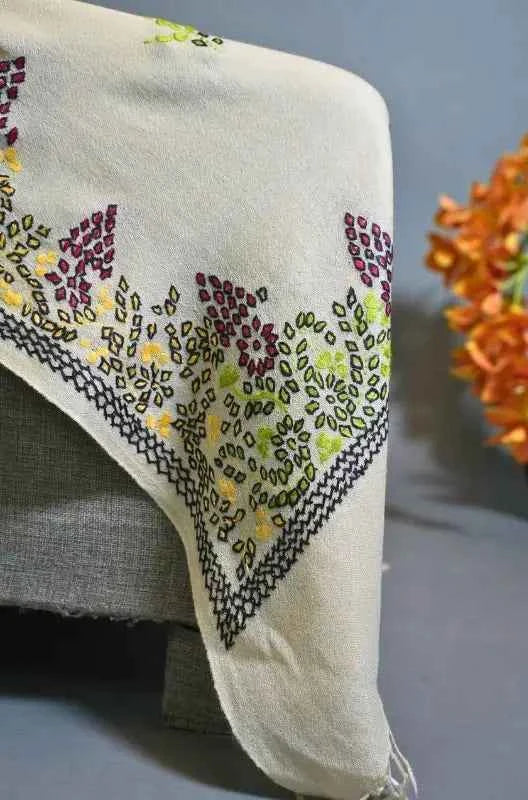 Handloom Wool Kashmiri Shawl – Heavy Border Embroidery | Ethical, Elegant & Lightweight | Made in Swat