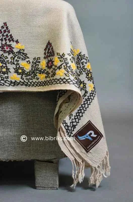 Handloom Wool Kashmiri Shawl – Heavy Border Embroidery | Ethical, Elegant & Lightweight | Made in Swat