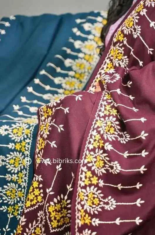 Kashmiri Wool Shawl – Pyramid Hand Embroidery | Heavyweight 460g | Made in Swat